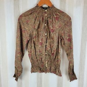 Ralph Lauren Jeans Co 100% Cotton Peasant Blouse Top Size‎ Extra Small